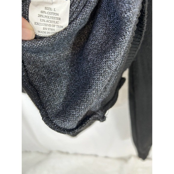 Red Ape sweater Mens Sz L Black Pullover 1/4 Zip striped Long Sleeve vinyl back - Picture 4 of 5